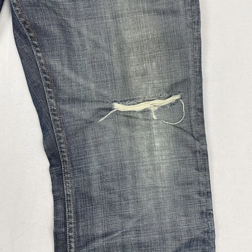 Earnest Sewn Jeans Mens 32x27 Fulton‎ Dark Wash Blue Denim Button Fly USA Made